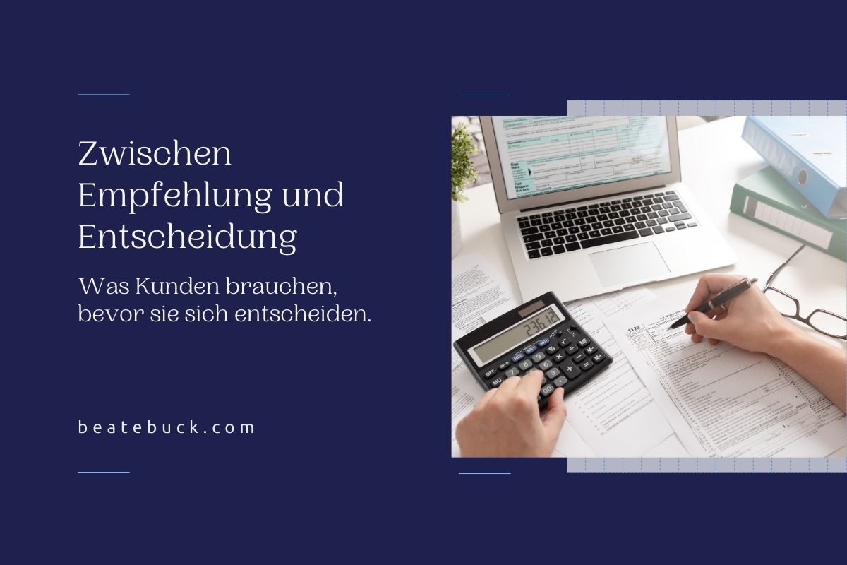 Beitragsbild mit Text Zwischen Empfehlung und Entscheidung.